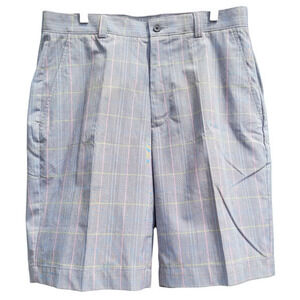 Cutter and Buck CB DryTec Plaid Flat Front Moisture Wicking Men's‎ Golf Shorts